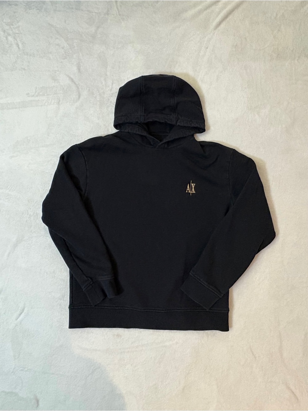 Armani Exchange Black Hoodie with Gold AX Logo